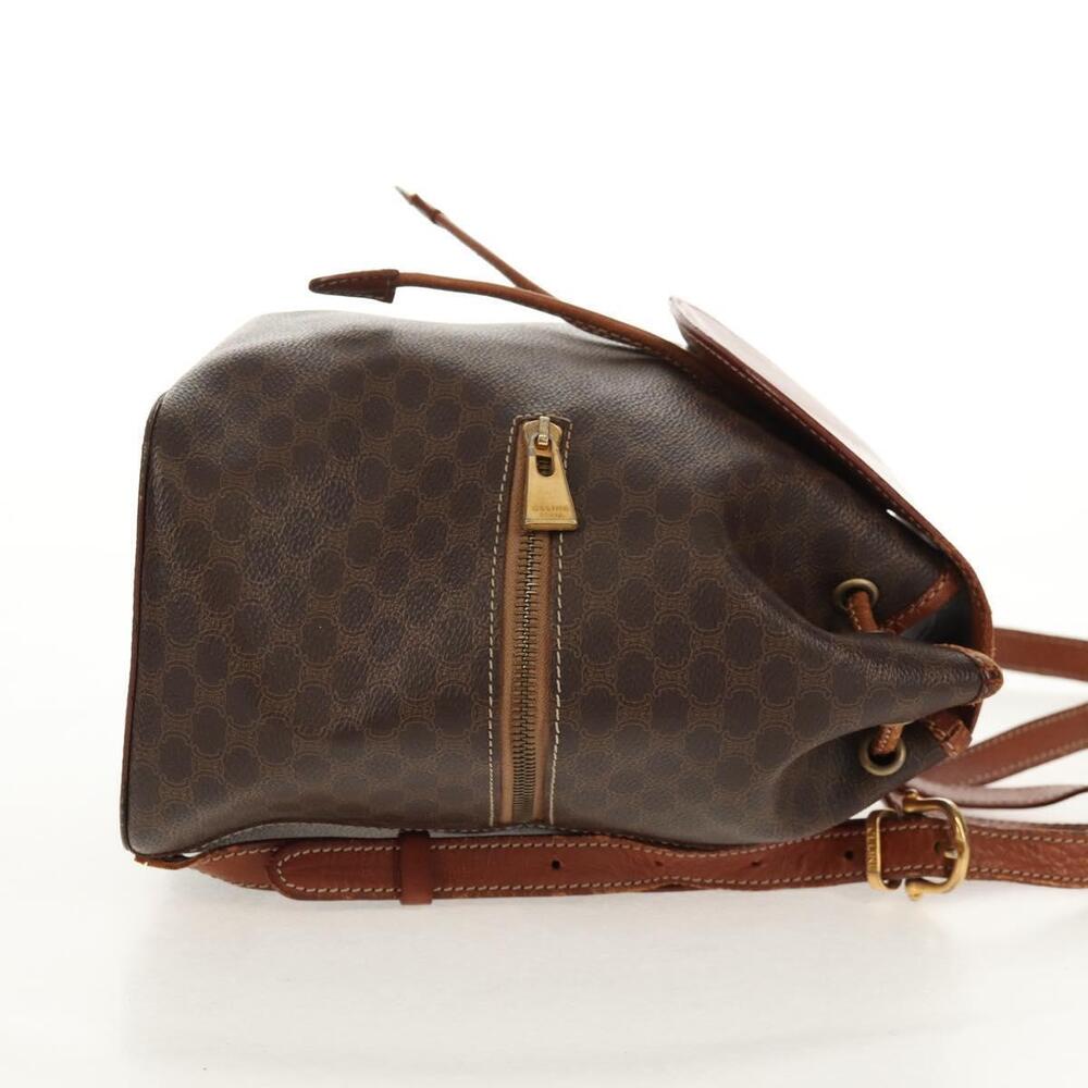 CELINE Macadam Canvas Backpack PVC Leather Brown Gold Auth 156449 - Picture 4 of 16